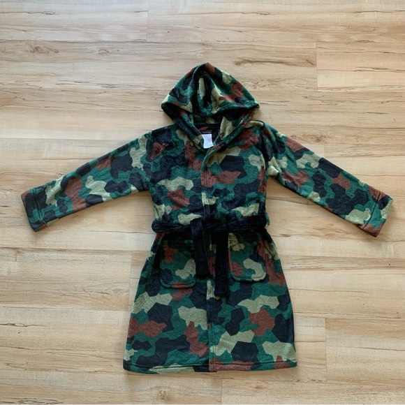 Cuddl Duds Robe Pajamas Cover Bath Bathrobe Hoodie Camo Green 8/10 M - Picture 1 of 3